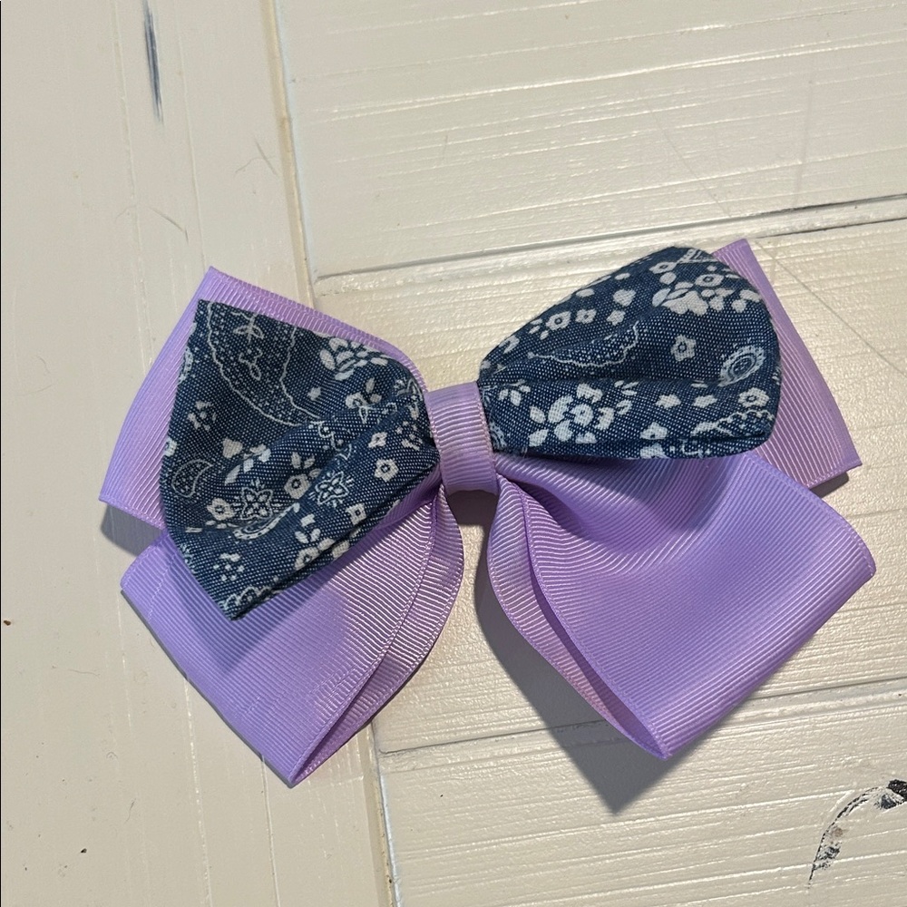 Purple and Blue Floral Kids Hair Bow